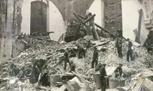 Air raid damage at Church of St Mildred, Bread Street, City of London, c1941. Artist: Anon