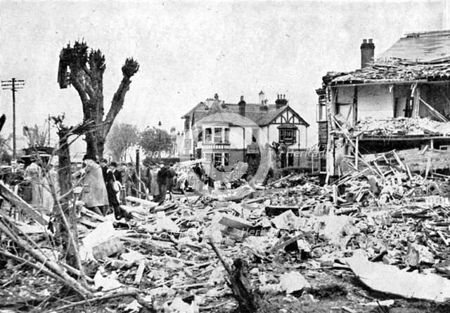 Air raid damage, Clacton-on-Sea, Essex, World War II, April 1940. Artist: Unknown