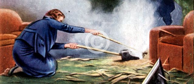 Air Raid Precautions, cigarette card, British, 1938. Artist: Unknown