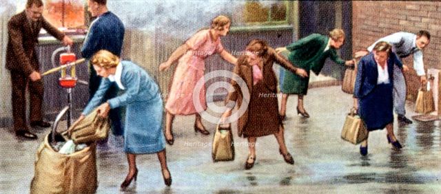 Air Raid Precautions, cigarette card, British, 1938. Artist: Unknown