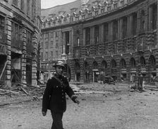 Air Raid Wardens in Bombed Out Streets, 1940. Creator: British Pathe Ltd