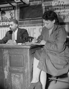Air raid wardens meeting in zone nine, Southwest area, Washington, D.C, 1942. Creator: Gordon Parks