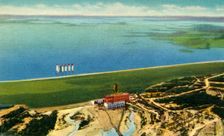 Air View of Saluda Dam showing Lake Murray, S.C. 1942. Creator: Unknown