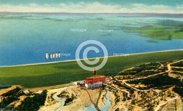 'Air View of Saluda Dam showing Lake Murray, S.C.', 1942.  Creator: Unknown.