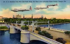 Aircraft above the Lafayette Street bridge, Tampa, Florida, USA, 1940