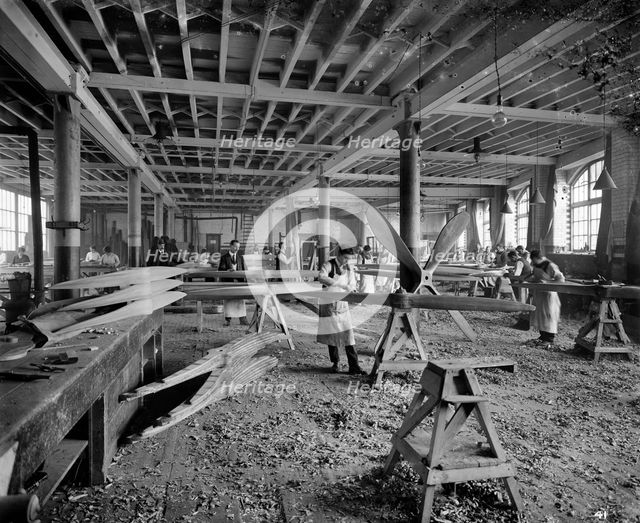 Aircraft manufacturing, Hampton & Sons Ltd works, 43 Belvedere Road, Lambeth, London, July 1916. Artist: H Bedford Lemere.