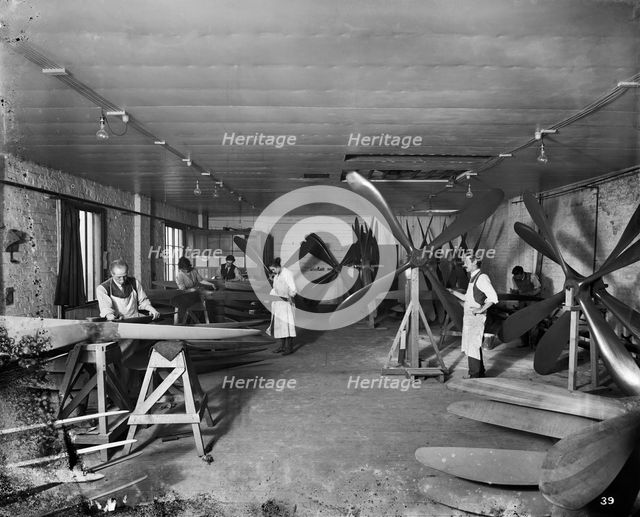 Aircraft manufacturing, Hampton & Sons Ltd works, 43 Belvedere Road, Lambeth, London, July 1916. Artist: H Bedford Lemere.