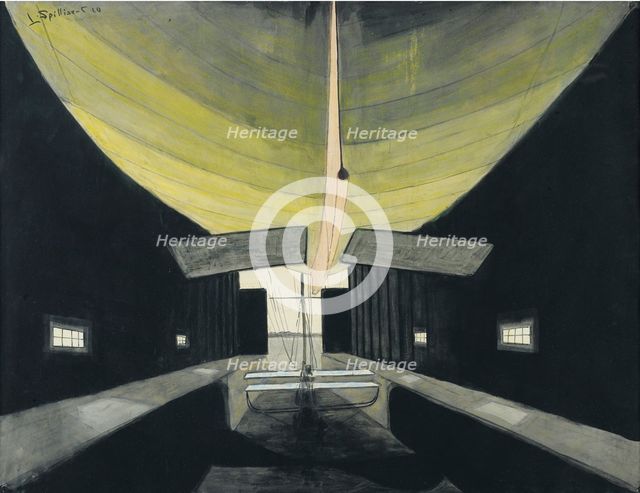 Airship in the hangar, 1910.