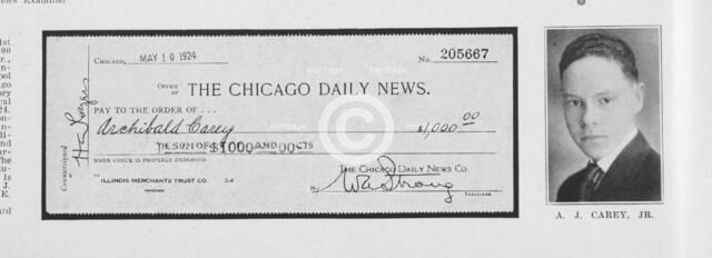 A.J. Carey, Jr.; The Chicago Daily News [1st prize check], 1925. Creator: Unknown.