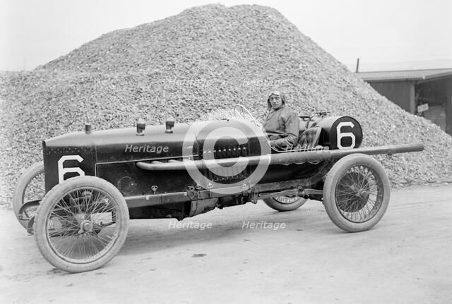 AJ Hancock's 3308 cc Vauxhall at the RAC Isle of Man TT race, 10 June 1914. Artist: Bill Brunell.