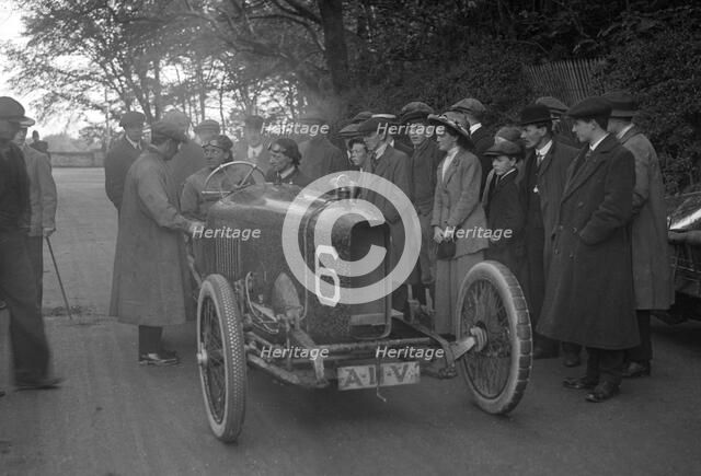 AJ Hancock's 3308 cc Vauxhall at the RAC Isle of Man TT race, 10 June 1914. Artist: Bill Brunell.