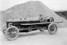 AJ Hancock's 3308 cc Vauxhall at the RAC Isle of Man TT race, 10 June 1914. Artist: Bill Brunell