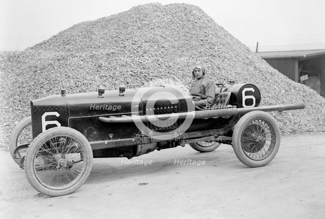 AJ Hancock's 3308 cc Vauxhall at the RAC Isle of Man TT race, 10 June 1914. Artist: Bill Brunell.