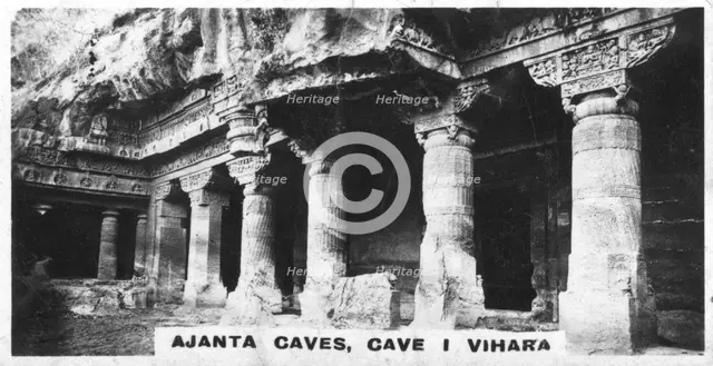 Ajanta caves, Vihara, Maharashtra, India, c1925. Artist: Unknown
