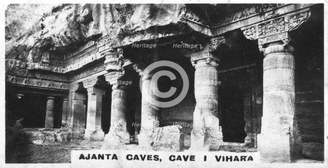 Ajanta caves, Vihara, Maharashtra, India, c1925. Artist: Unknown