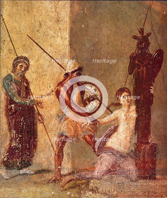 Ajax the Lesser drags Cassandra away from the Xoanon, 1st H. 1st cen. AD. Artist: Roman-Pompeian wall painting  