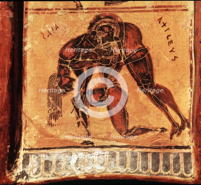 Ajax with the body of Achilles, died when hurt in the heel by an arrow shot by Paris'. Episode co…