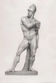 Ajax, front view. from "Oeuvre de Canova: Recueil de Statues ...", 1817. Creator: Giovanni Tognolli