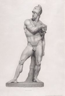 Ajax, front view. from "Oeuvre de Canova: Recueil de Statues ...", 1817. Creator: Giovanni Tognolli