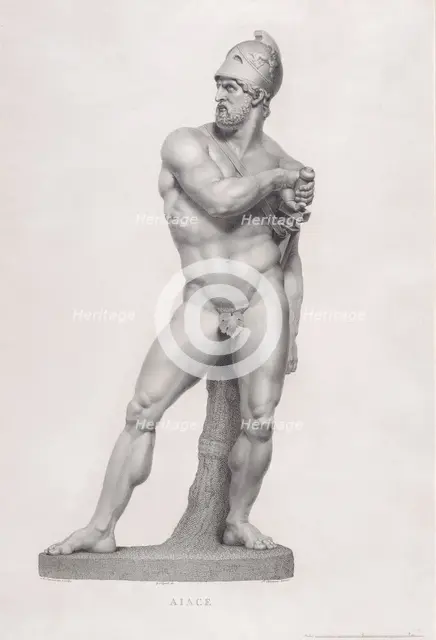 Ajax, front view. from "Oeuvre de Canova: Recueil de Statues ...", 1817. Creator: Giovanni Tognolli.