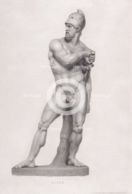 Ajax, front view. from "Oeuvre de Canova: Recueil de Statues ...", 1817. Creator: Giovanni Tognolli.
