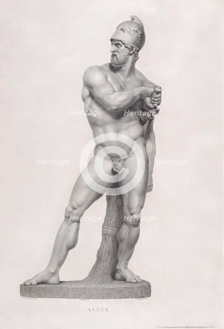 Ajax, front view. from "Oeuvre de Canova: Recueil de Statues ...", 1817. Creator: Giovanni Tognolli.