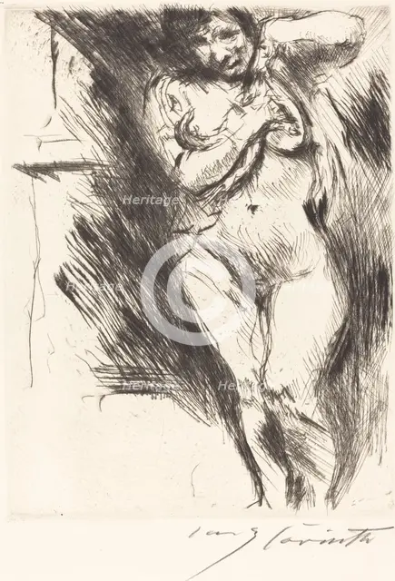 Akt mit hochgehobenem Hemd (Woman Undressing), 1921. Creator: Lovis Corinth.