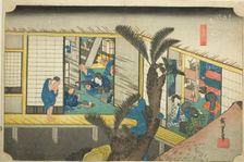 Akasaka: Waitresses at an Inn (Akasaka, ryosha shofu no zu), from the series "Fifty..., c. 1833/34. Creator: Ando Hiroshige