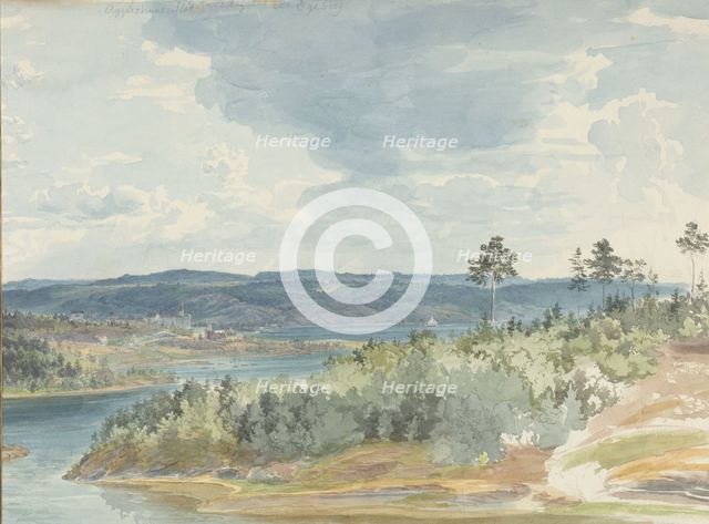 Akershus Fortress, near Oslo, located on the fjord, 1850-1900. Creator: Christian Skredsvig.