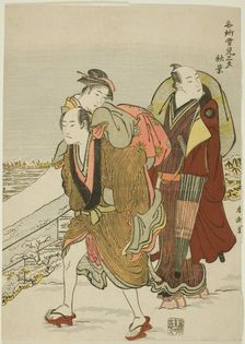 Akiba, from the series "Three Evenings at Spots Famous for Snow Viewing..., v. 1780/1801. Creator: Katsukawa Shuncho