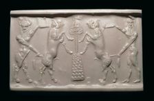 Akkadian cylinder-seal impression of a bull-man and hero