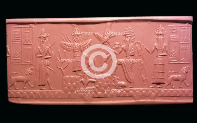 Akkadian cylinder-seal impression of the scribe Adda, 22nd century BC Artist: Unknown