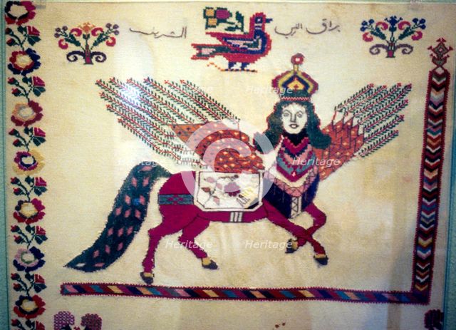 Al-Buraq, the winged horse that carried Mohammed. Artist: Unknown