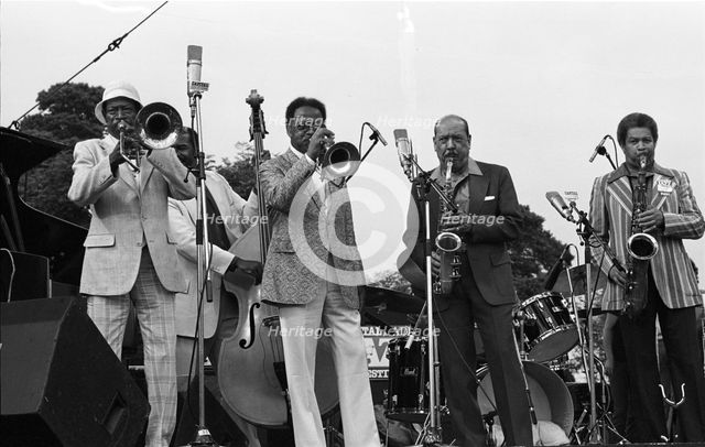 Al Grey, Terry Clark  Frank Foster, Capital Jazz Festival, Knebworth, Herts, July 1982. Artist: Brian O'Connor.