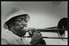 Al Grey performing at the Capital Radio Jazz Festival, Alexandra Palace, London, July 1982. Creator: Denis Williams