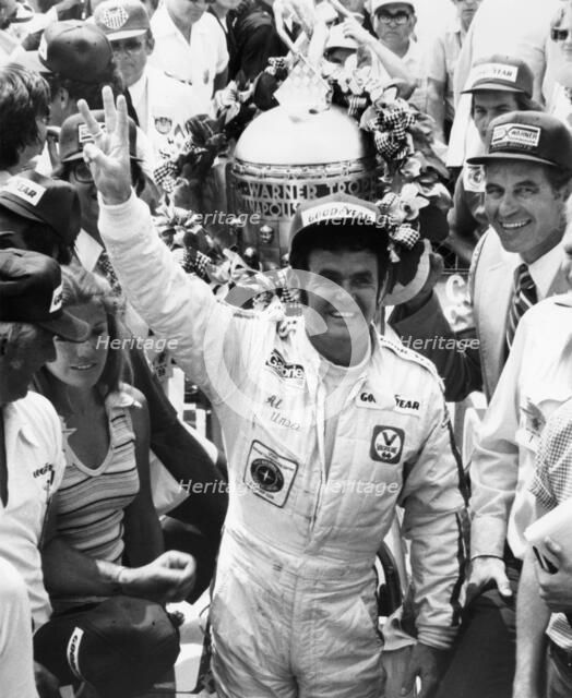Al Unser, winner of the Indy 500, 1978. Artist: Unknown