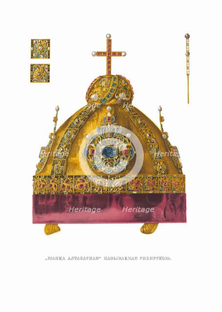 Altabas (Brocade) crown (Siberian cap) of Tsar Ivan V Alekseevich, 1849-1853. Creator: Solntsev, Fyodor Grigoryevich (1801-1892).