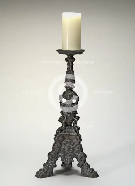 Altar-Candlestick with Shield of Arms of the Garzoni of Venice, third quarter 16th century. Creator: Unknown.
