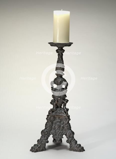 Altar-Candlestick with Shield of Arms of the Garzoni of Venice, third quarter 16th century. Creator: Unknown.