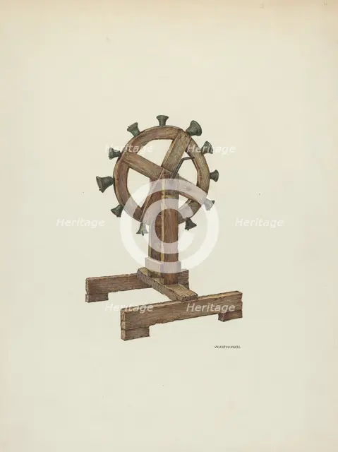Altar Chimes on Wheel, c. 1941. Creator: William Kieckhofel.