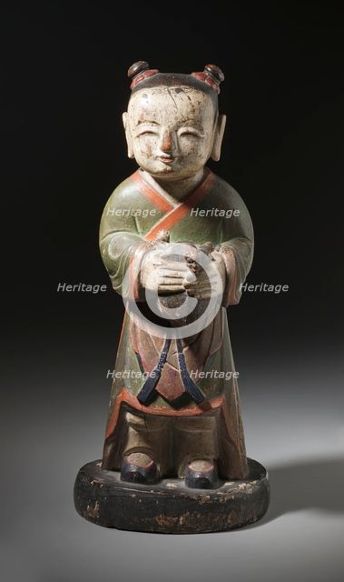 Altar Attendant (Tongja) Holding a Turtle (image 1 of 4), 18th century. Creator: Unknown.