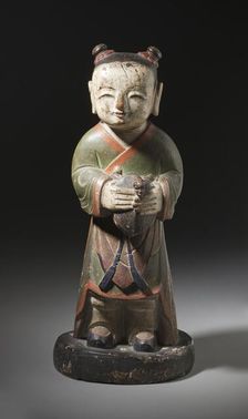 Altar Attendant (Tongja) Holding a Turtle (image 1 of 4), 18th century. Creator: Unknown