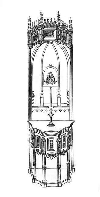 Altar, c15th century?, (1843).Artist: Henry Shaw