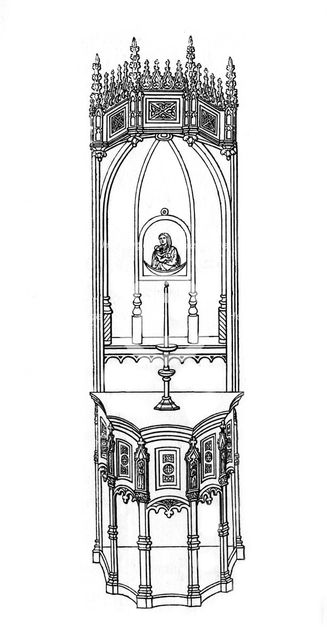 Altar, c15th century?, (1843).Artist: Henry Shaw
