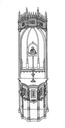 Altar, c15th century?, (1843).Artist: Henry Shaw