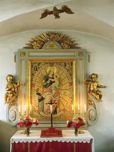 Altar in the chapel of Tido Castle, Vasteras, Vastmanland, Sweden. Creator: Unknown