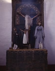Altar in the church, Trampas, New Mexico, 1943. Creator: John Collier