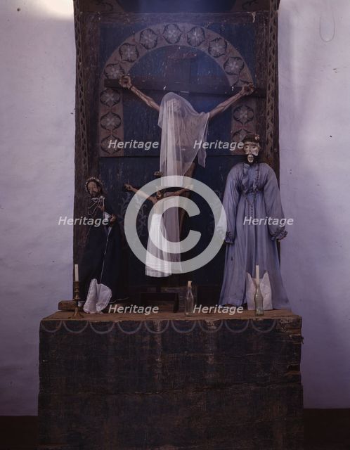 Altar in the church, Trampas, New Mexico, 1943. Creator: John Collier.