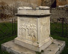 Altar of Vespasian, Temple of Vespasian (69-79 CE), Pompeii, Italy. Creator: LTL