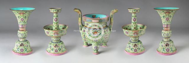 Altar set, Qing dynasty (1644-1911), Jiaqing reign mark and period. Creator: Unknown.